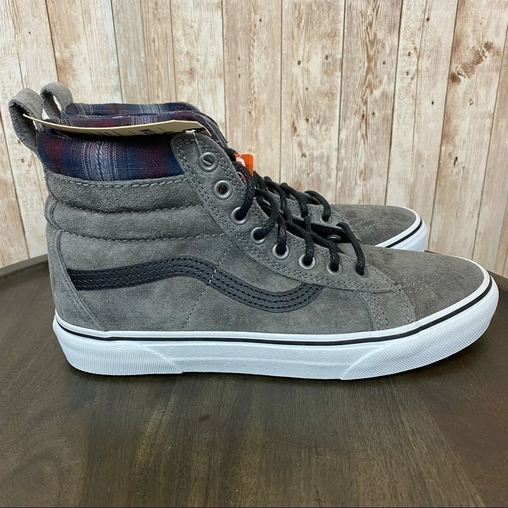 Vans Sk8-Hi MTE Pewter Plaid High Top Hiking Boot Sneaker‎ Size 9.5 Women